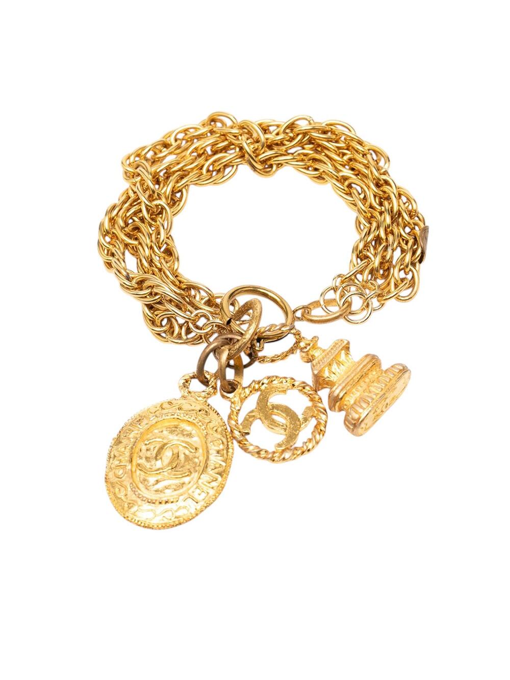 Chanel Cc Gold Plated Triple Chain Logo #321096C73B